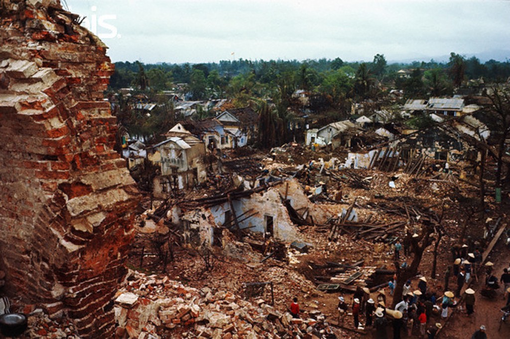 Top View of People Returning to Their Damaged Homes