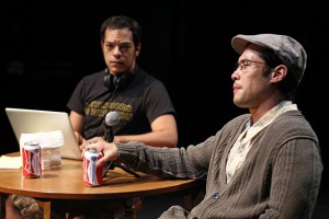 Paco Tolson as the playwright and Raymond Lee as older Quang in the moving epilogue of Vietgone. Photo courtesy of South Coast Repertory.